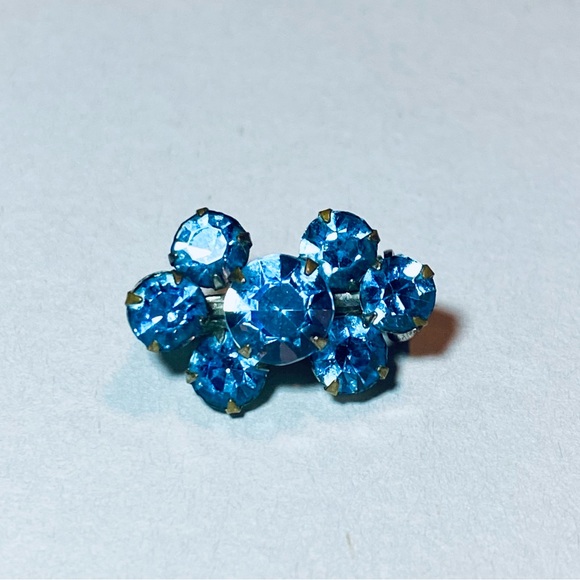 Blue Sapphire Rinestone Brooch - 1960s - Picture 4 of 4